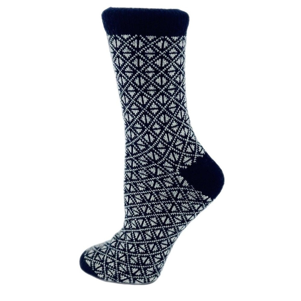 Navy Blue White Crew Socks MEDIUM Merino Wool Cashmere Warm Cozy B.Ella Alpha M